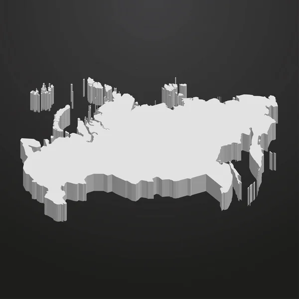 Russie carte en gris sur un fond noir 3d — Image vectorielle