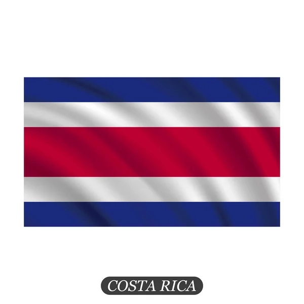Ondeando la bandera de Costa Rica sobre un fondo blanco. Ilustración vectorial — Vector de stock