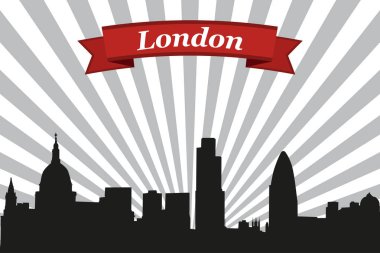 Londra şehir manzarası ışınları arka plan ve şerit