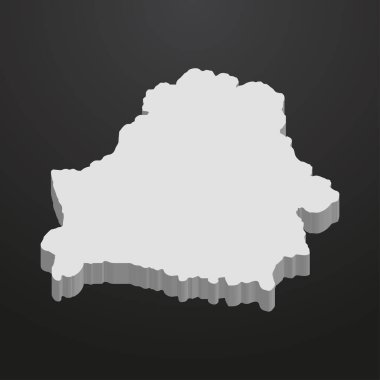 Beyaz Rusya Haritası gri bir siyah arka plan 3d