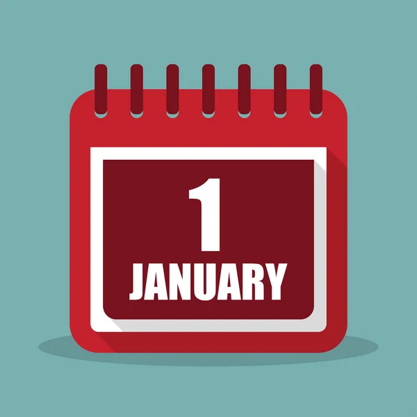 Calendario con 1 gennaio in un design piatto. Illustrazione vettoriale — Vettoriale Stock