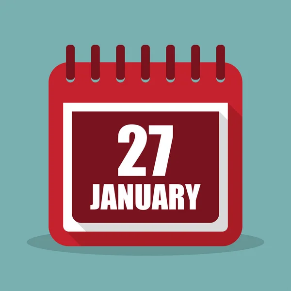 Calendario con 27 enero en un diseño plano. Ilustración vectorial — Archivo Imágenes Vectoriales
