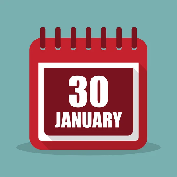 Ημερολόγιο με 30 Ιανουαρίου σε μια επίπεδη σχεδίαση. Εικονογράφηση διάνυσμα — Διανυσματικό Αρχείο