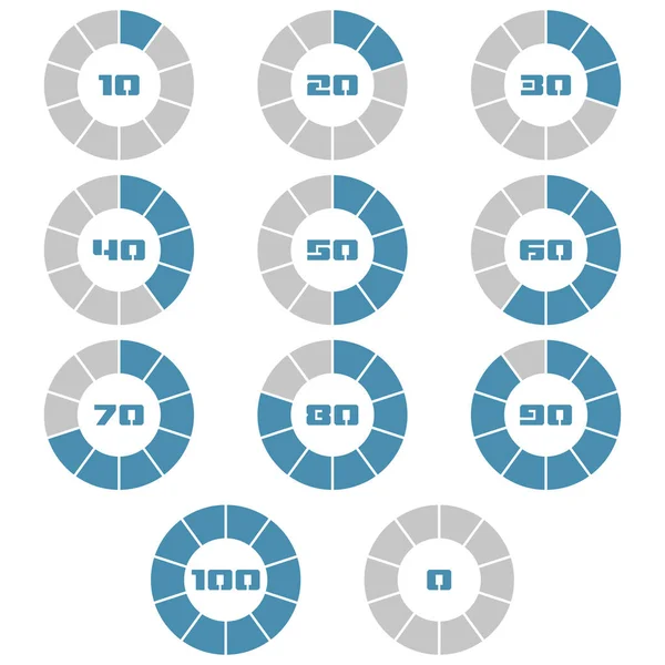 Graphiques à secteurs colorés. Ensemble de diagrammes en pourcentage vert. Éléments infographiques modernes — Image vectorielle