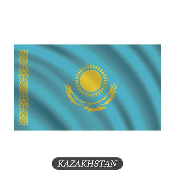 En agitant le drapeau du Kazakhstan sur fond blanc. Illustration vectorielle — Image vectorielle
