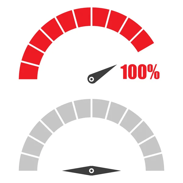 속도계 또는 등급 미터 서명 100% 갖는 infographic 게이지 요소 — 스톡 벡터