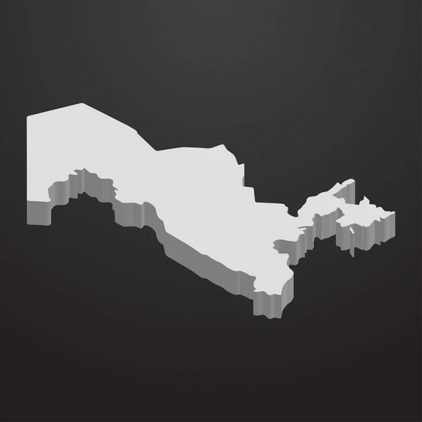 검은색 회색에서 우즈베키스탄 지도 3d 배경 — 스톡 벡터
