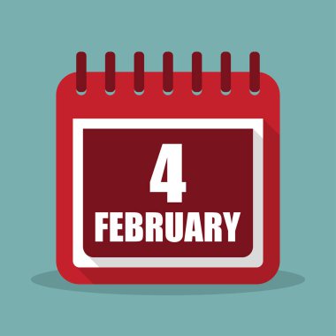 4 Şubat ayında düz bir tasarım ile takvim. Vektör çizim