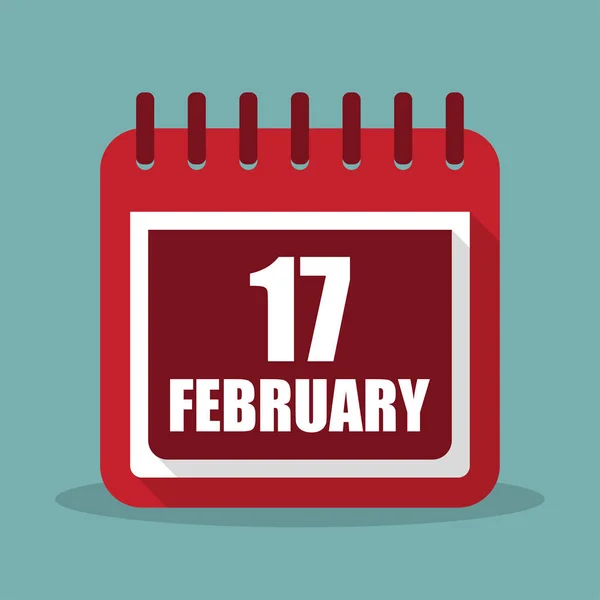 Ημερολόγιο με 17 Φεβρουαρίου σε μια επίπεδη σχεδίαση. Εικονογράφηση διάνυσμα — Διανυσματικό Αρχείο