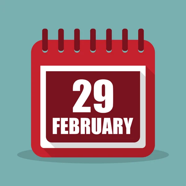 Ημερολόγιο με 29 Φεβρουαρίου σε μια επίπεδη σχεδίαση. Εικονογράφηση διάνυσμα — Διανυσματικό Αρχείο