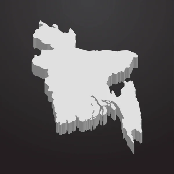 Μπαγκλαντές χάρτη με γκρι χρώμα πάνω σε μαύρο φόντο 3d — Διανυσματικό Αρχείο
