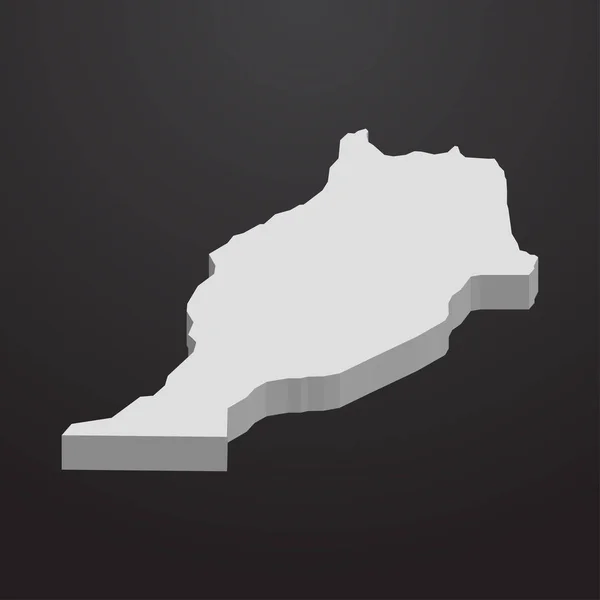 Marocco mappa in grigio su sfondo nero 3d — Vettoriale Stock