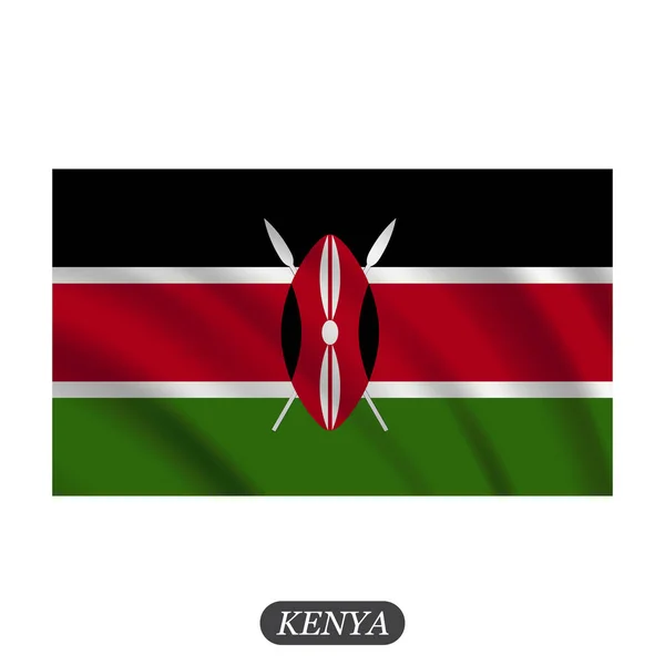Kenia-Flagge auf weißem Hintergrund schwenkend. Vektorillustration — Stockvektor