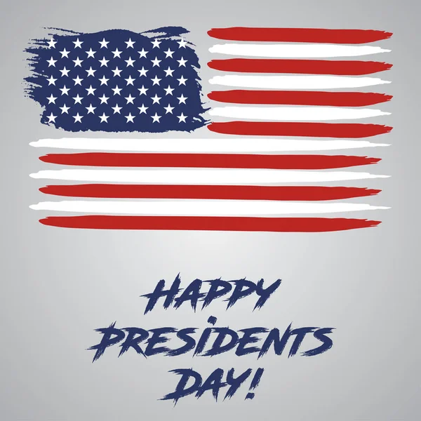 Dia dos Presidentes. EUA bandeira aquarela em um fundo cinza — Vetor de Stock
