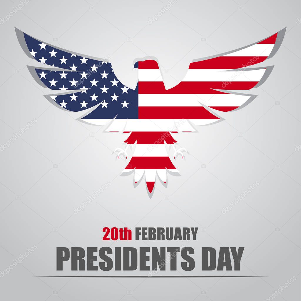 Presidents Day. Eagle with USA flag inside