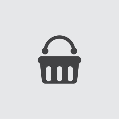 Sepet simgesi siyah renkli düz bir tasarım. Vektör çizim eps10