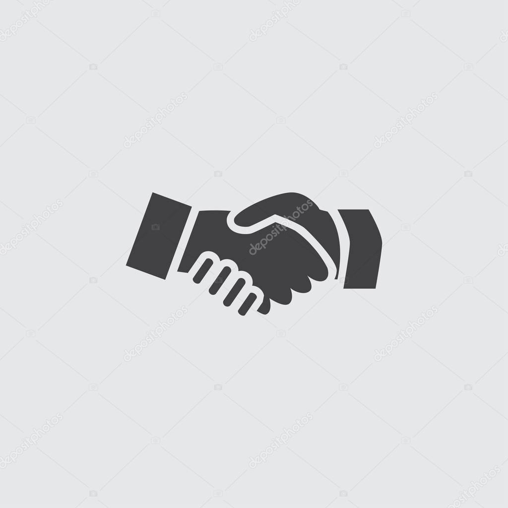 Handshake icon in a flat design in black color. Vector illustration eps10