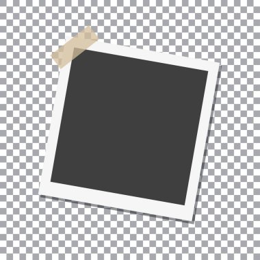 Fotoğraf çerçevesi ile gölge izole arka plan üzerinde yapışkan yapışkan bant viski, vektör şablon şık fotoğraf veya görüntü, Eps10 için