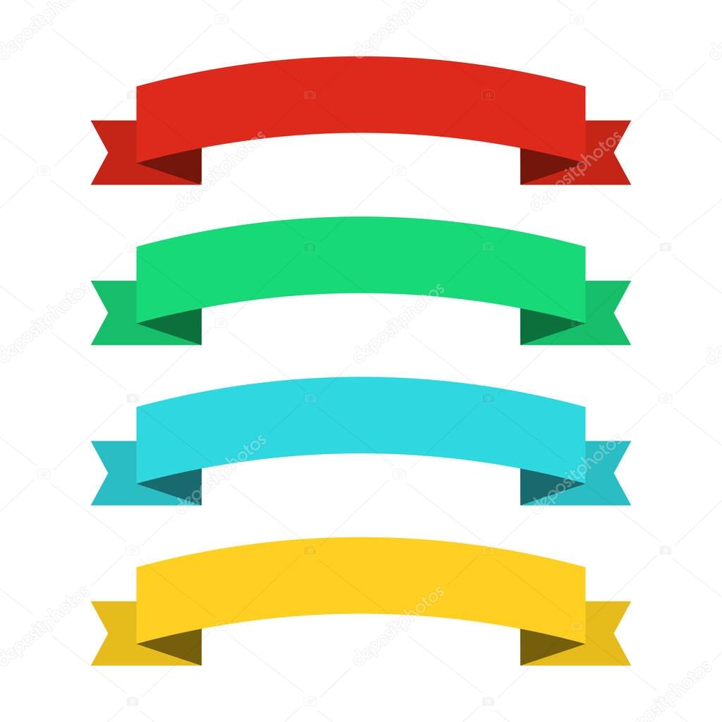 Flat ribbons banners. Ribbons in flat design. Vector set of colorful ribbons