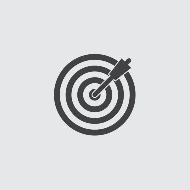 Hedef simgesi siyah renkli düz bir tasarım. Vektör çizim eps10