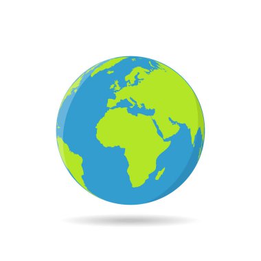 Beyaz bir arka plan düz bir tasarım üzerinde izole dünya Küre