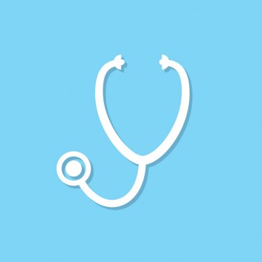 Mavi bir arka plan üzerinde gölge simgesiyle stetoskop