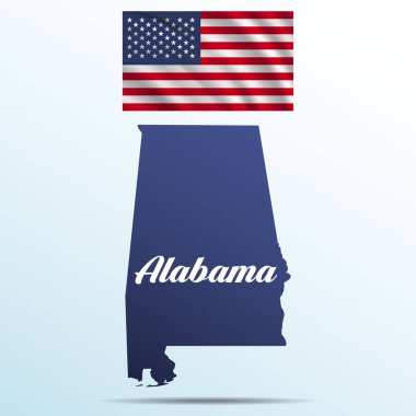 Alabama Eyalet bayrağı sallayarak ABD ile gölge ile