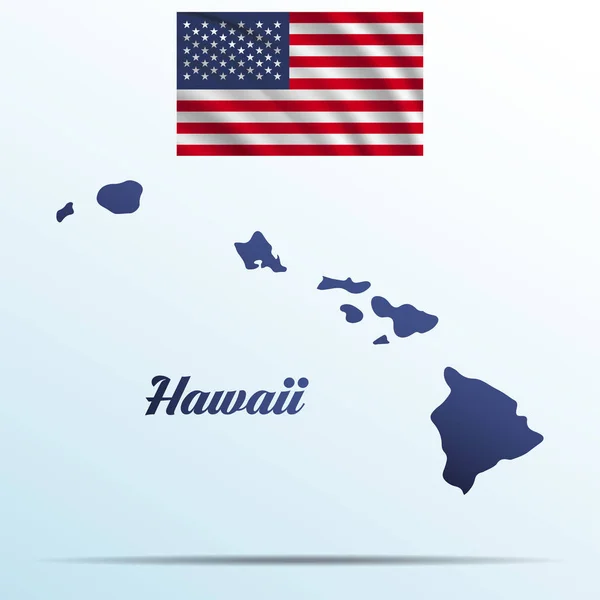 Havaj státu se stínem s Usa mával vlajkou — Stockový vektor