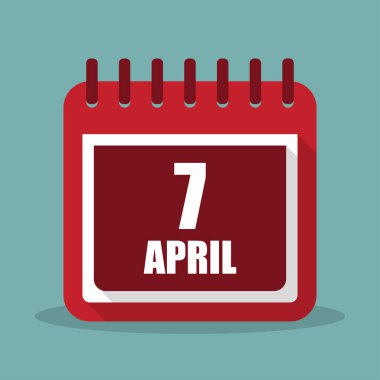 7 Nisan ayında düz bir tasarım ile takvim. Vektör çizim
