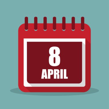 8 Nisan ayında düz bir tasarım ile takvim. Vektör çizim