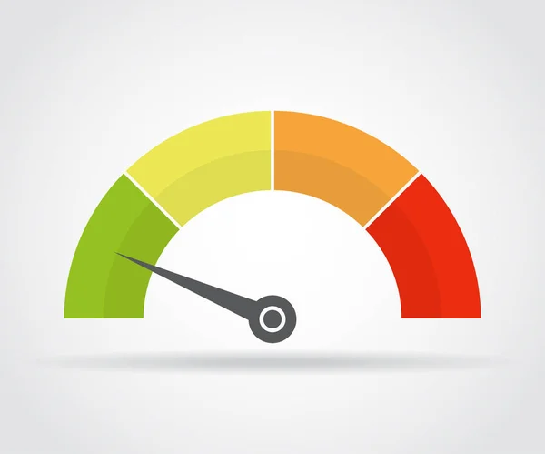 Snelheidsmeter pictogram. Kleurrijke infographic gauge element met schaduw — Stockvector
