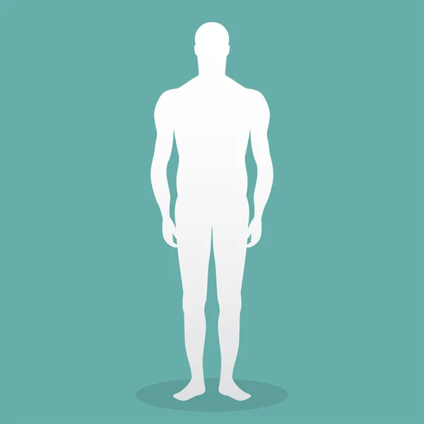 Sílhueta masculina de corpo humano com sombra. Ilustração vetorial — Vetor de Stock