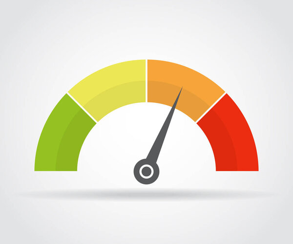 Speedometer icon. Colorful infographic gauge element with shadow