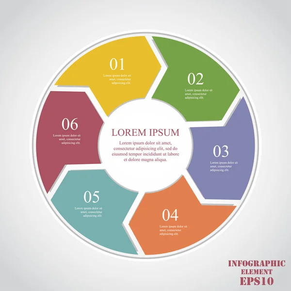 Kreis-Elemente für die Infografik. Geschäftskonzept mit 6 Optionen, Teilen, Schritten oder Prozessen — Stockvektor