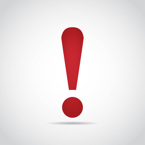 Знак восклицания с тенью на сером фоне
