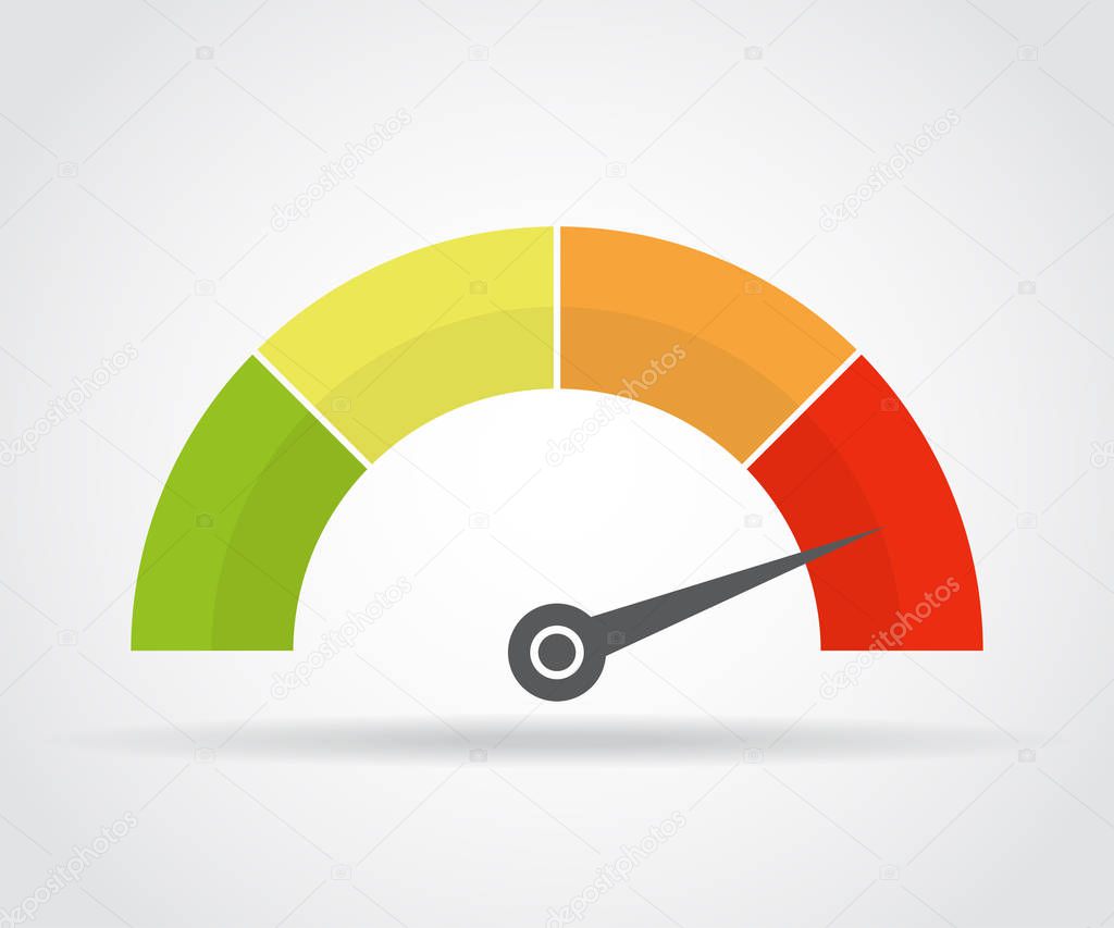 Speedometer icon. Colorful infographic gauge element with shadow
