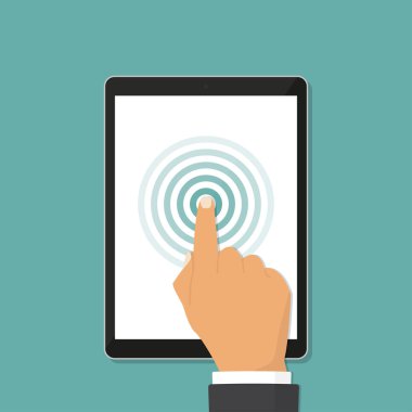 El dokunmatik screnn tablet düz bir tasarım. Vektör çizim