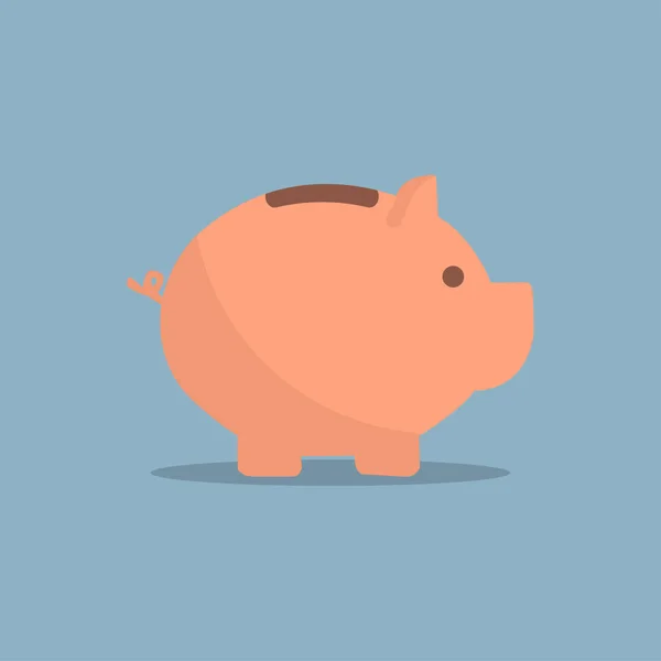 Piggy bank icon with shadow in a flat design — Stock Vector