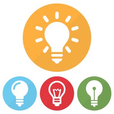 Bir halkaları farklı ampul simgesi kümesi. Vektör çizim