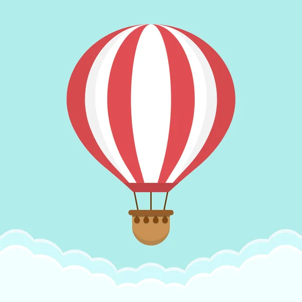 Balon na ogrzane powietrze w niebo z chmurami. Płaskie kreskówka — Wektor stockowy