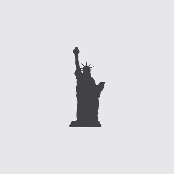 Özgürlük simgesi siyah renkli düz bir tasarımda heykeli. Vektör çizim eps10 — Stok Vektör