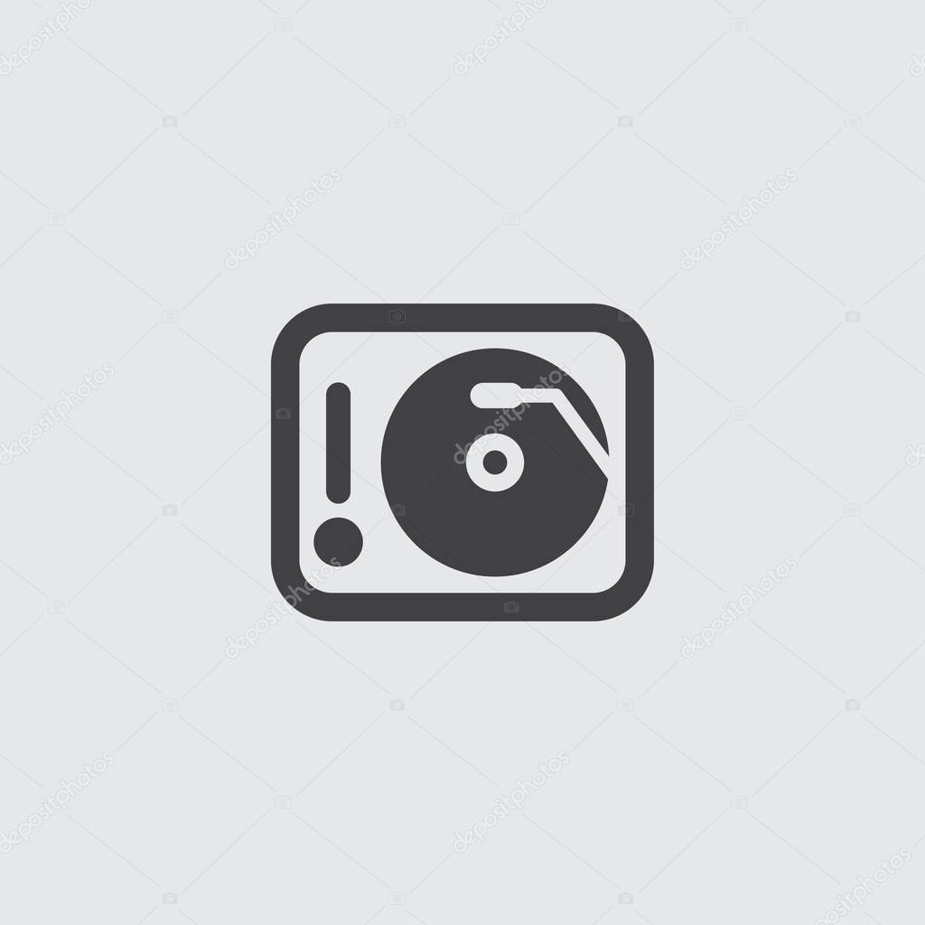 DJ player icon in a flat design in black color. Vector illustration eps10