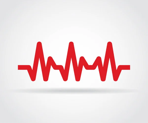 Rode heartbeat pictogram met schaduw op een grijze achtergrond — Stockvector
