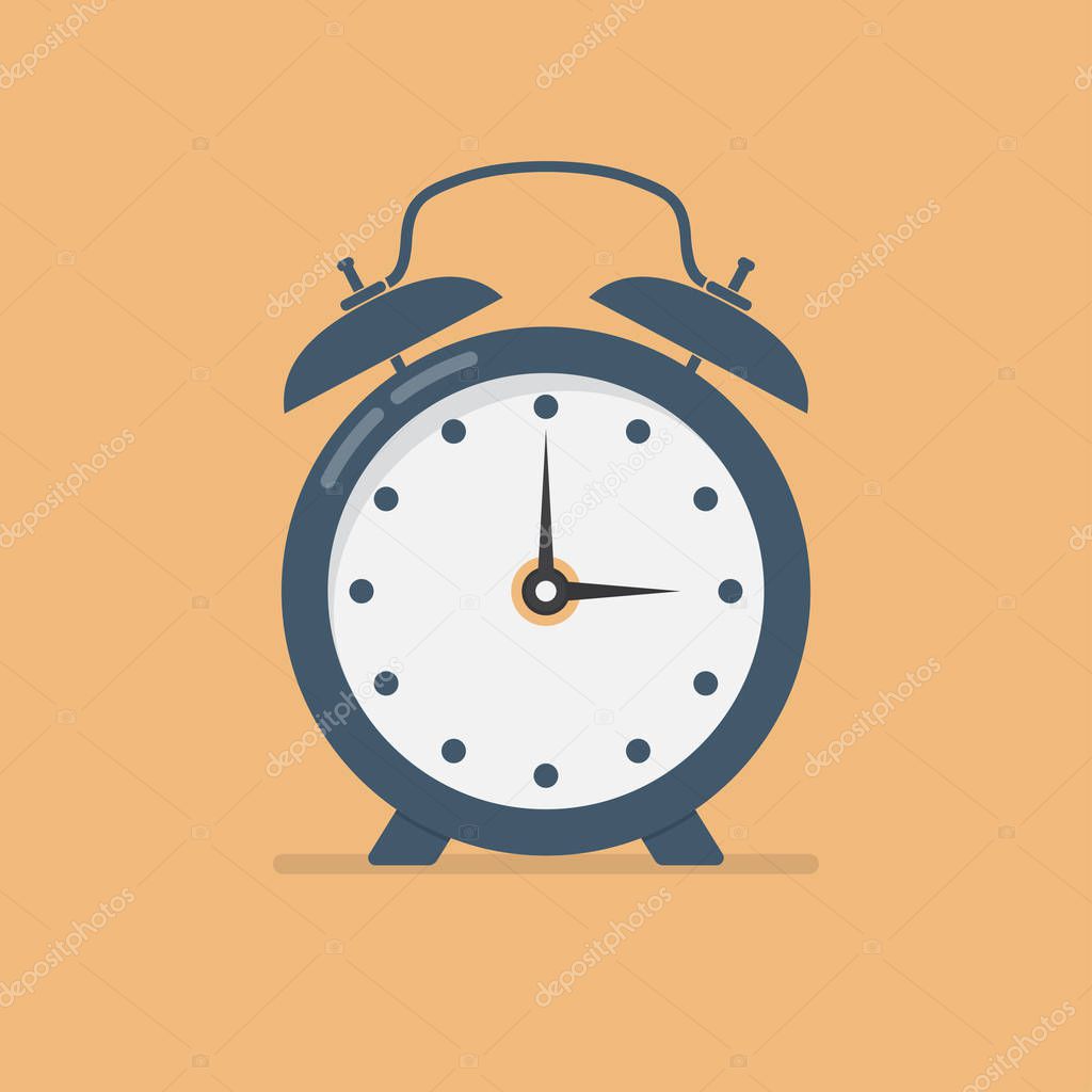 Alarm clock in a flat design. Vector illustration