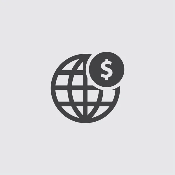 Globe avec icône dollar dans un design plat en couleur noire. Illustration vectorielle eps10 — Image vectorielle