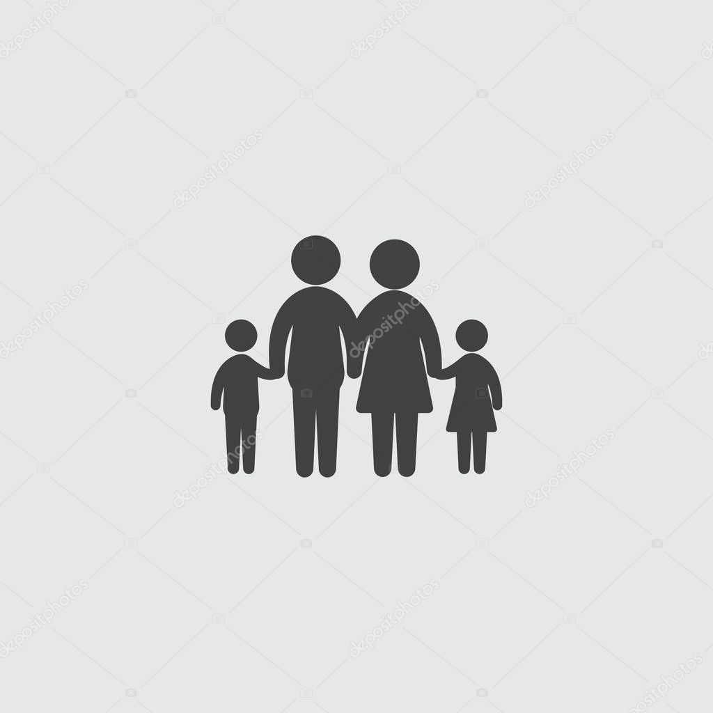 Family icon in a flat design in black color. Vector illustration eps10