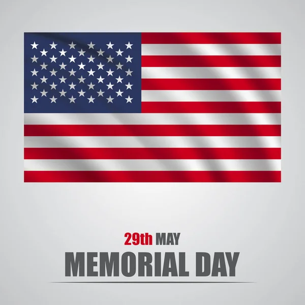Onorando tutti coloro che hanno servito lo striscione per il giorno della commemorazione. Bandiera americana su sfondo grigio — Vettoriale Stock
