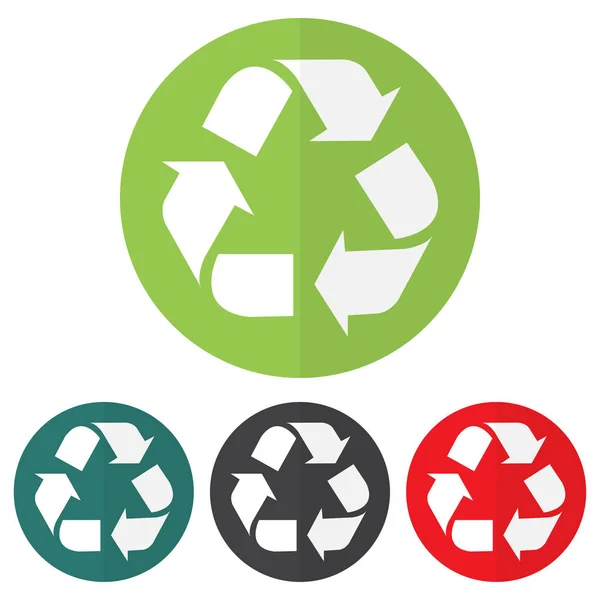 Set von Recycling-Symbol auf einem bunten Kreis. Vektorillustration — Stockvektor