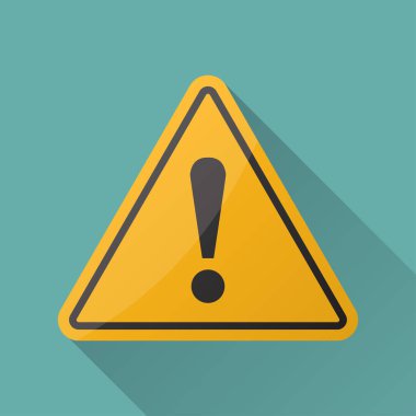 Tehlike işareti uzun gölge ile düz bir tasarım