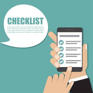 El tutma smartphone ile denetim listesi. Vektör çizim